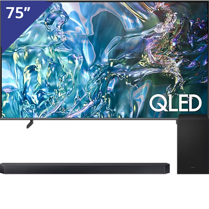 Samsung 75 inch QLED 4K TV + Soundbar met Subwoofer