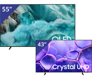 Samsung 55 inch QLED TV + Samsung 43 inch UHD TV