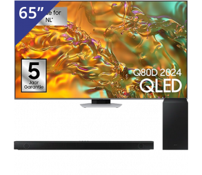 Samsung 65 inch QLED TV + Soundbar met Subwoofer