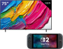 LG 75 inch QNED 4K TV + Nintendo Switch 2