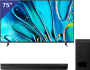 Sony Bravia 75 inch Ultra HD TV + Sony Bravia Theatre Bar + Subwoofer